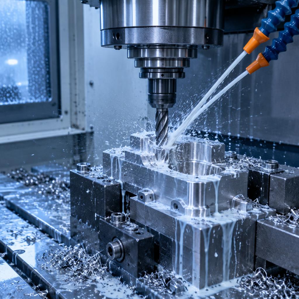 CNC-maskin som bearbetar en metalldetalj