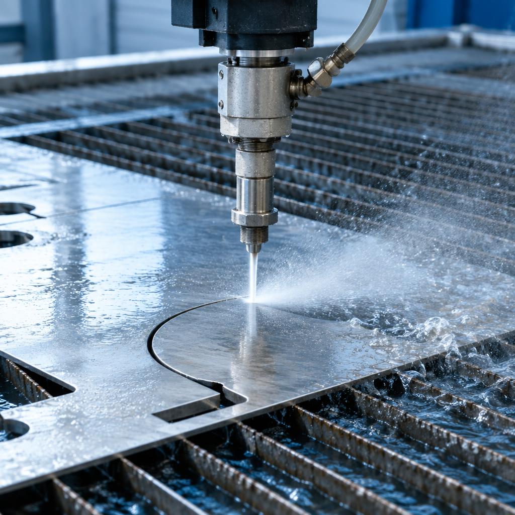 Vattenskärning av en metallplåt